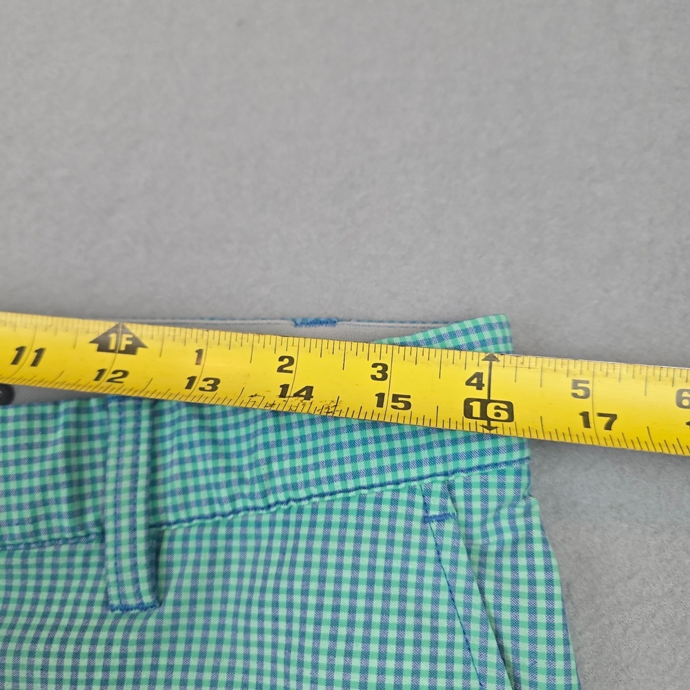 Gingham Plaid Stretch Performance Adidas Golf Shorts Mens 34 Green Blue - Picture 5 of 9